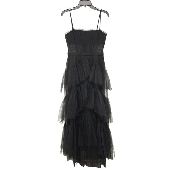 BCBG MaxAzria Sheer Tiered Ruffle Maxi Dress Gown Sz 8 NWT - Picture 5 of 11